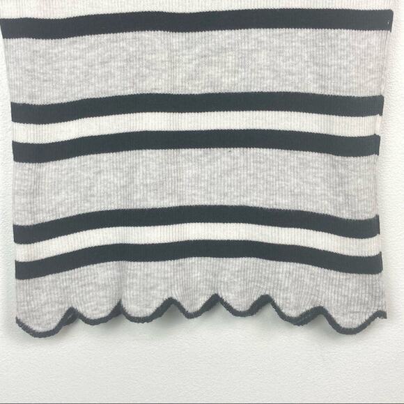 AUTUMN CASHMERE Striped Scallop Edge Ribbed Baby Tee.  Size S - Picture 9 of 13